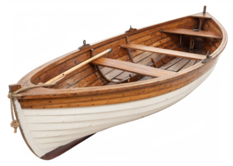 Wooden Boat isolated on a transparent background.