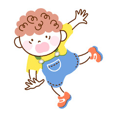 勢いよく走ってつまずくかわいい男の子のイラスト