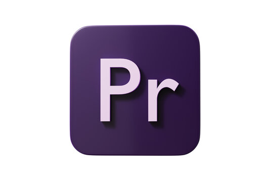 3d pr app button icon. video editing concept. Minimal cartoon video editor nle media logo for app store banner. isolated on white background. 3d render.