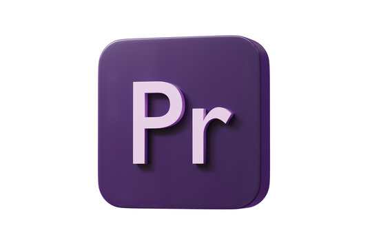 3d pr app button icon. video editing concept. Minimal cartoon video editor nle media logo for app store banner. isolated on white background. 3d render.