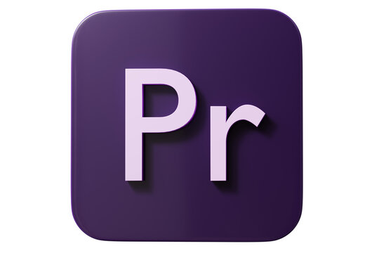 3d pr app button icon. video editing concept. Minimal cartoon video editor nle media logo for app store banner. isolated on white background. 3d render.