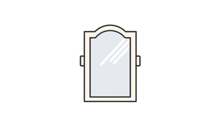 Elegant Framed Mirror with Curved Top and Side Mounts.