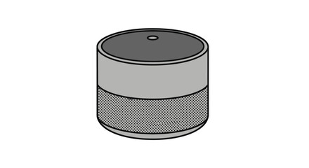 Cylindrical Smart Speaker with Grille and Top Button.