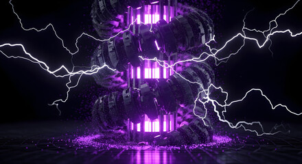 Futuristic power core generating high-voltage electricity