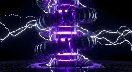 Futuristic power core generating high-voltage electricity