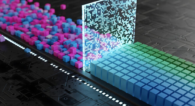 Machine learning algorithm processing and sorting chaotic data - Powered by Adobe