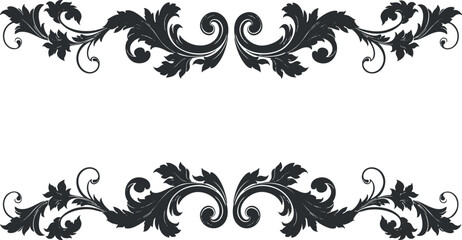 Elegant black floral ornament borders for decorative use in various design projects