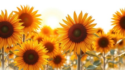 Fototapeta premium Sunlit Serenity: The Vibrant Beauty of a Sunflower Field