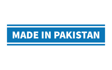 Vector art of a striking blue and white sign declares made in pakistan, showcasing the countrys manufacturing capabilities and its participation in international commerce