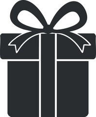 A simple black gift box with a ribbon and bow, perfect for celebrations and special occasions.