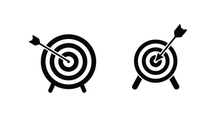 Two black and white target icons with arrows hitting the bullseye