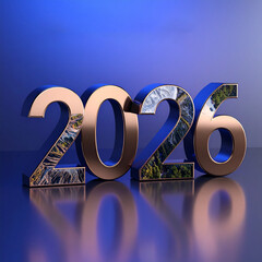 2026 Modern 3D Digital art Design Image, Happy New Year Celibration, Christmas day, X-mas day and 31st Night Celibration and Wishing 3D Image