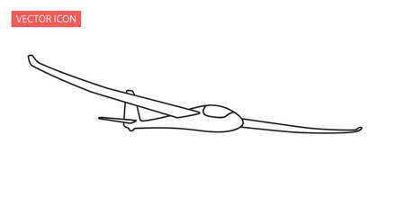 Line Drawing of a Glider Aircraft with Elongated Wings and Streamlined Fuselage.