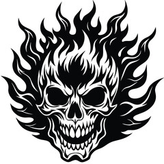 flaming skull vector silhouettes.eps