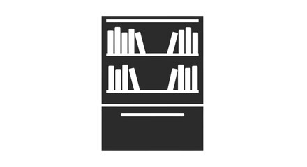Silhouette of a Bookshelf with Books and a Drawer.