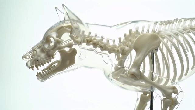 Detailed View of a Dog Skeleton Model in Light Background