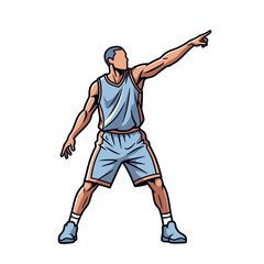 Naklejka premium Basketball Player Pointing Upward in Vector Illustration.