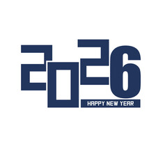 Modern 2026 Happy New Year Greeting Card Design in Minimal Blue Style