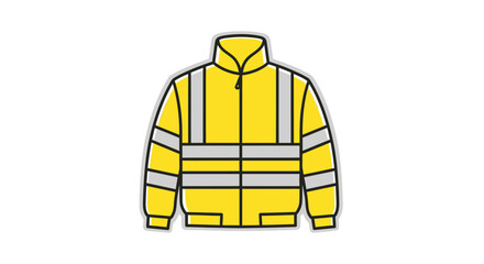 Bright Yellow High-Visibility Bomber Jacket with Reflective Strips. © wong