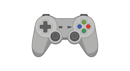 Classic Gray Video Game Controller with Colorful Buttons. © wong