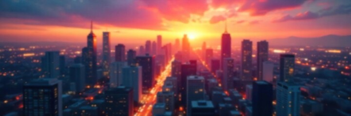 Dreamy Sunset Cityscape Blurred Urban Architecture Background for Websites and Design Projects