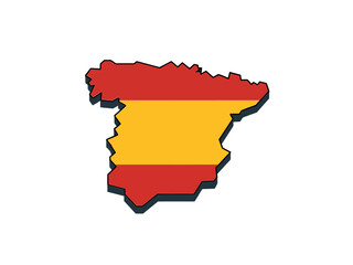 Fototapeta premium Spain flag map silhouette, minimal country outline, patriotic national colors, tourism geography icon, modern vector graphic, white background