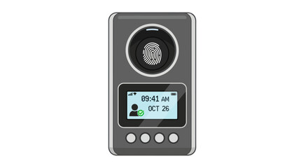 Modern biometric fingerprint time clock for employee attendance and access control.
