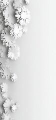 Obraz premium A design featuring numerous stylized snowflakes arranged in a cascading pattern against a plain light gray background.