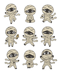 Cute Mummy Doodle Cartoon Illustration