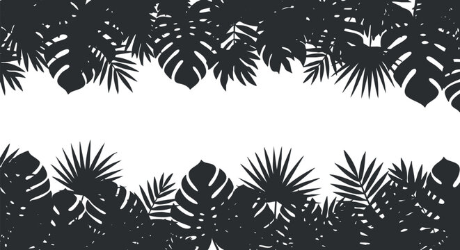 A decorative pattern featuring tropical leaves in a striking silhouette design ideal for backgrounds.