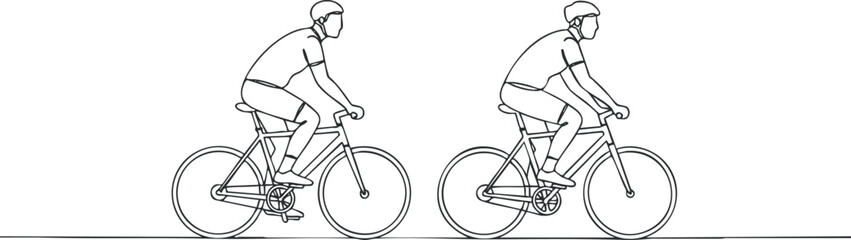 Fototapeta premium Illustration of two cyclists on bicycles showcasing fitness and active lifestyle.
