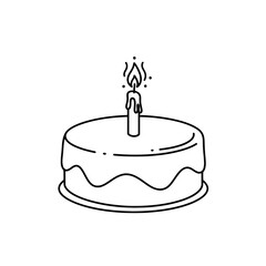 Adobe illustrator of birthday cake with lit candle illustration