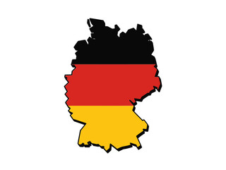 Germany map silhouette, black red gold stripes, patriotic symbol, European country outline, travel souvenir graphic, modern vector artwork