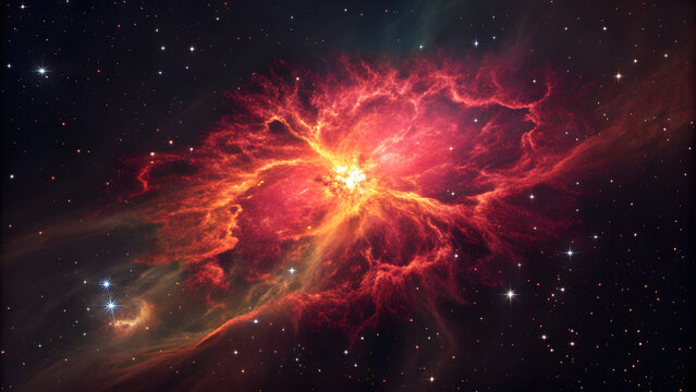 space explosion with a red star