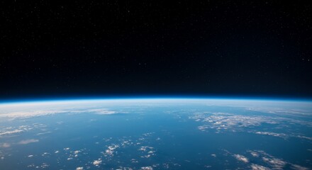 Stunning view of Earth's atmosphere from space with endless stars illuminating the dark expanse above our blue planet