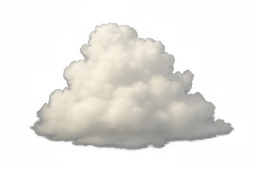 Fluffy cumulus cloud formation on a transparent background, symbolizing weather, sky, clean air, atmosphere, and climate