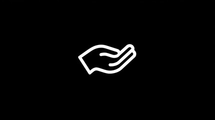 Obraz premium White hand icon on black background suggesting giving offering or helping