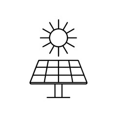 Solar panel with sun outline art on transparent background
