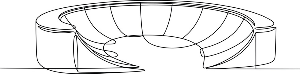 Skateboard Ramp Illustration, Half Pipe Design, Extreme Sports Outline Art.