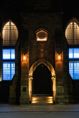 night view of the old town hall in scotland