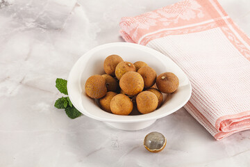 Tropical delicous fruit Longan heap