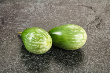 Ripe green mini eggplants heap