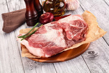 Raw pork shoulder for cooking