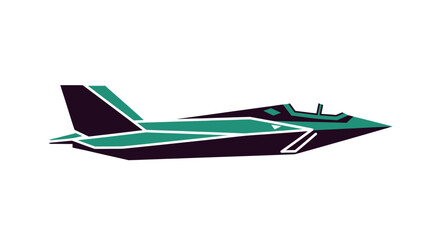 Modern Green and Black Geometric Jet Aircraft Illustration.