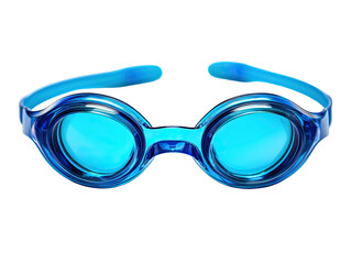 Blue swim goggles, oval lenses, on a black background