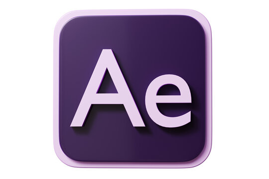 3d ae app button icon. motion graphics vfx concept. Minimal cartoon motion design compositing animation logo for app store banner. isolated on white background. 3d render.