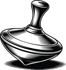 Spinning Top Illustration, Vintage Toy Design, Classic Childhood Icon Art.