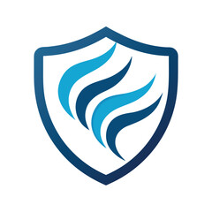 Abstract shield design with flowing wave lines in vibrant colors