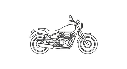 Obraz premium Classic Motorcycle Line Art Illustration Side View.