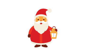 Realistic santa claus holding a glowing lantern illustration